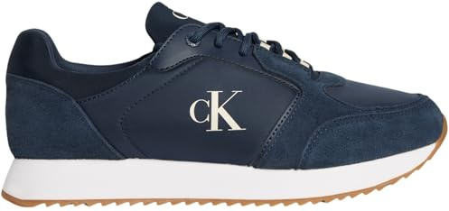 Calvin Klein Uomo Sneakers Running Retro Sock Lace Up con Logo, Multicolore (Calvin Navy/Bright White/Gum), 41