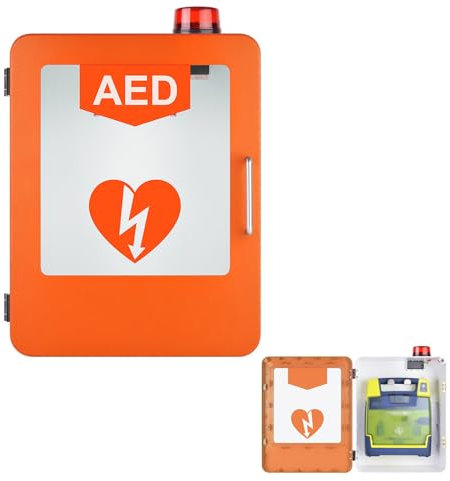 Generico Defibrillatore DAE,Scatola di Allarme per Defibrillazione Cardiaca in Plastica,Scatola del Pronto Soccorso Montata a Parete con Sistema di Allarme per casa, scuole, Club,Arancia
