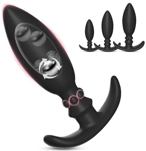 BDSMAGE 3pcs Plug Anale in Silicone, Tappa anale con sfera d'acciaio incorporata, Butt Plug Anali Silicone Giocattoli, Plug Anale-dilatatore per uomini donne coppie principianti professionali