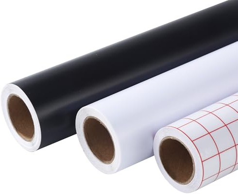 BUCOMTU 30,5 × 300 cm Transferfolie Plotter für Plotterfolie Set,2 Rolle Plotterfolie Vinyl Selbstklebend und 1 Rolle Transferfolie Vinyl Plotter für Tassen, für Deko, Geschenke & DIY-Projekte