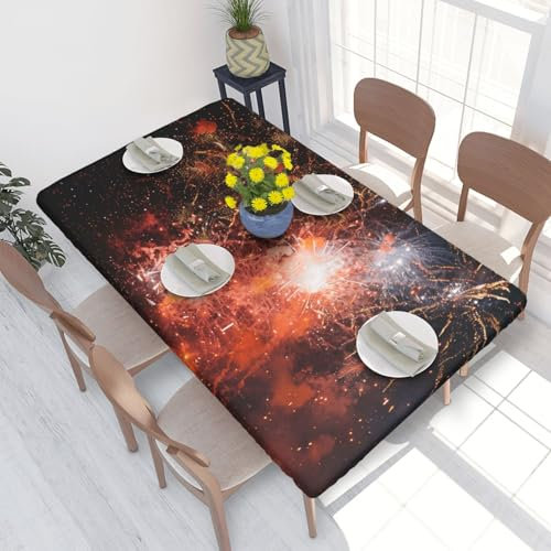 YKLJG Tovaglia stampata con fuochi d'artificio, 76 x 122 cm, rettangolare, impermeabile, lavabile, per tavoli da pranzo