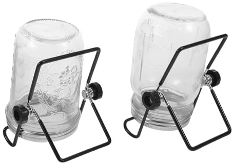 SOIMISS 2 Set Kit Barattoli Germogliatori in Vetro con Coperchi Rete in Acciaio Inossidabile e Supporto Compatto per Germinazione Semi e Microverdure in Cucina e Balcone