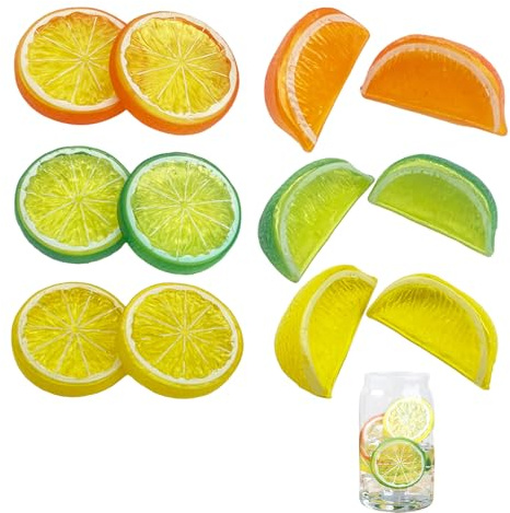 12 Pcs Realistic Fake Artificial Mini Small Simulation Lemon Slices Blocks Plastic Fake Artificial Fruit Simulation Set for Model Party Kitchen, Parties and Wedding Decoration,Fake Fruit,Plastic Fruit