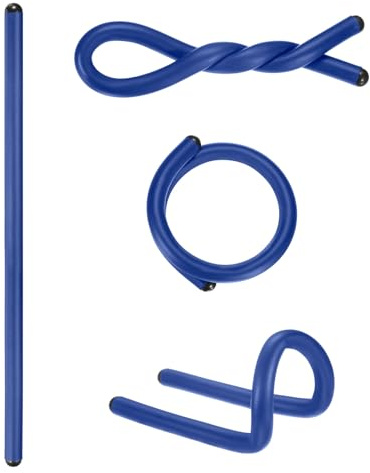 M METERXITY 4-Pack Twist Rubber Ties, 17-Inch EVA Foam Reusable Twist Ties for Organizing Bundling Cords/Wires/Cables, Bendable Rubber Tie Down Straps [Blue]