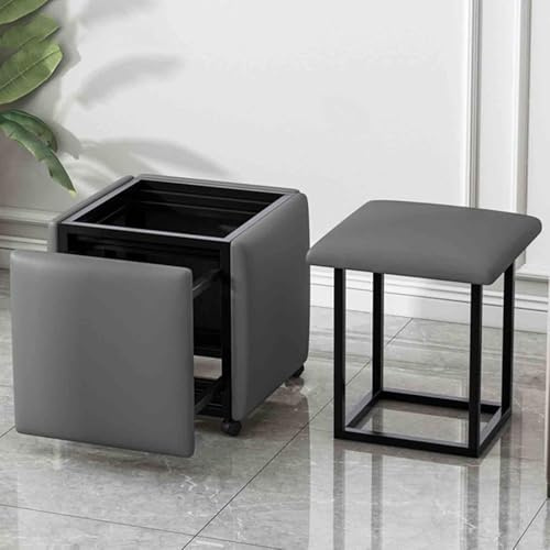 Sedia impilabile a forma di cubo con seduta in nappa e struttura in acciaio al carbonio, sgabello mobile per sala da pranzo e uso domestico, design elegante e salvaspazio