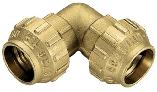 Raccordo curvo doppio in ottone Tiemme 20mm per tubi in polietilene