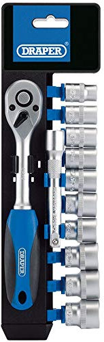 Draper DD12 M/PR bussole e cricchetto, blu, 3/20,3 cm, set di 12 pezzi