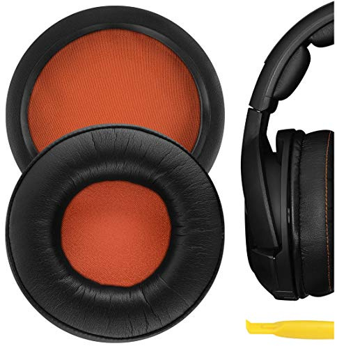 Geekria Ersättningskuddar för SteelSeries SIBERIA 800/ SIBERIA 840 hörlurar, öronkuddar, reparationsdelar (Svart/Orange)