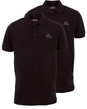 Kappa VENIST - Polo para hombre en pack de 2 unidades, con discreto logotipo impreso y cuello Kent, polo básico para hombre, manga corta, para deporte, ocio y oficina 19-4006 Caviar S