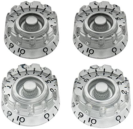 Musiclily Pro Zoll Gitarre Knöpfe Potiknöpfe Knurled Speed Knobs für USA Les Paul Style E-Gitarre, Silber (4er Set)