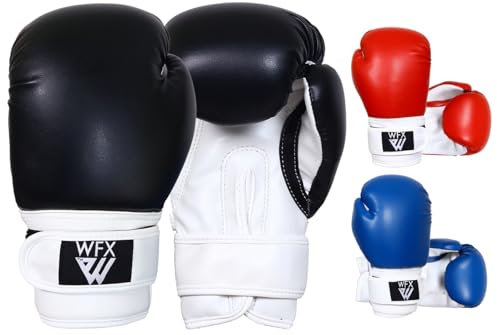 WFX Kinder-Boxhandschuhe für Kampfsport Sparring Junior-Praxishandschuhe strapazierfähiges Leder MMA-Trainingshandschuhe für Boxsäcke Schlaghandschuhe Muay Thai Kickboxen Jungen und
