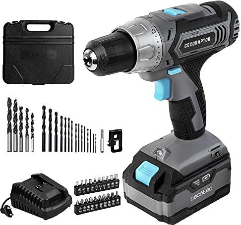 Cecotec Taladro Atornillador y Perforador de Batería CecoRaptor Perfect Drill 4020 Advance. Batería 20 V y 4000 mAh, Velocidad sin carga de 1550 rpm, Torque máximo de 46 Nm, 25+1 Posiciones