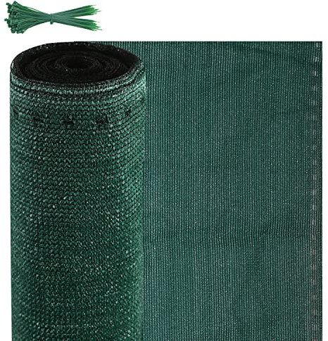 Ansobea 1.8x10m Sichtschutz, 150 g/m² HDPE Schattennetz, Windschutz Schattiergewebe, Staubschutz Sonnenschutz Schattiernetz, Blickdichter Zaunblende, Sichtschutz Zaun, Gewebe Netz Grün