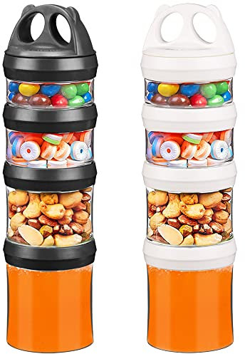 BeneLabel Boîtes à Goûter, Ensemble de Récipients à Collations Empilables de Nourriture 31oz/917ml Empilable Noix Formule de Bonbons Distributeur d’articles de Voyage, Sans BPA & étanche, Blanc/Noir