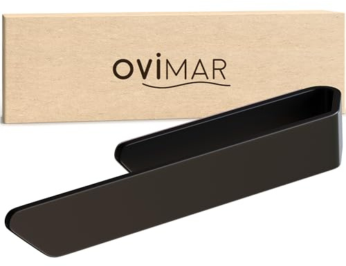 ovimar Kongsoya Porte-serviettes noir en aluminium brossé | à coller | 20 cm | Design moderne et sobre | Barre porte-serviettes sans perçage | pour torchon ou serviette dans la salle de bain ou la