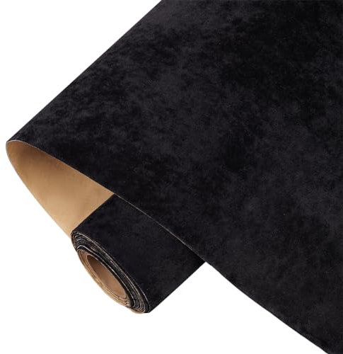 BENECREAT 3 m X 40 cm Selbstklebender Samt-Beflockungsliner, Schwarze Eissamt-Flockrolle, DIY-Samtstoff Für Kunst Und Handwerk, Schmuckkästchen, Hintergrund