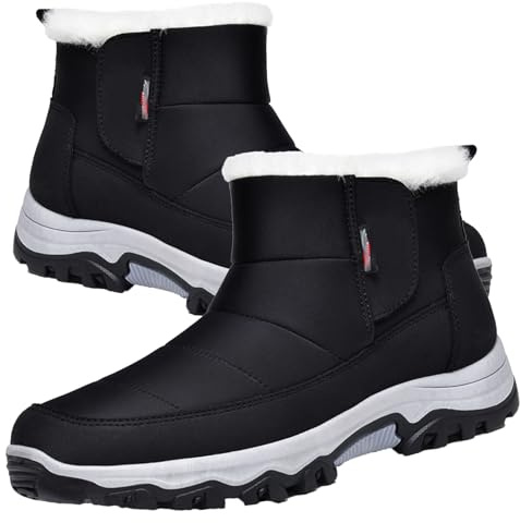 Zapatos Diabeticos Hombre Invierno Calientes Piel Forradas Calentar Forrada Impermeables Planas Botas para Invierno Botas de Nieve Botas para Hombre,Negro,43/265mm