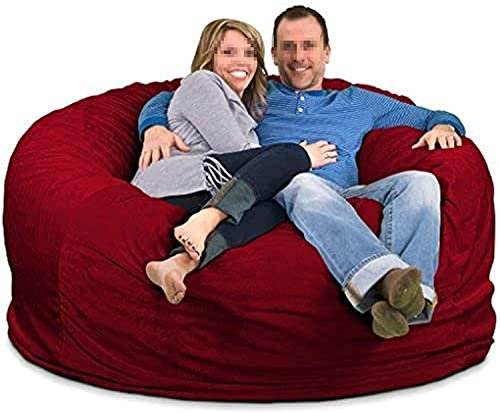 Sitzsack-Bezug, 2,1 m, riesiger Pelz-Sitzsack-Bezug, Liege-Sitzsack-Aufbewahrungsstuhl, Sitzsack-Sofa-Stuhl, weiches, flauschiges Fell, tragbar, für Wohnzimmer, Sofa, Bett, ohne Füllstoff, rot It's so
