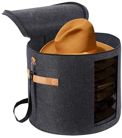 Cappelliera – Organizer pieghevole per cappelli da viaggio, grandi scatole rotonde per cappelli, contenitore portatile per cappelli | Scatola per cappelli da viaggio in feltro con coperchio