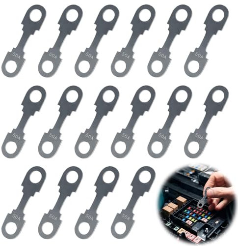 mizikuu 16 Pezzi Auto Fusibili Lamellari, 50A Fusibile a Nastro Fusibili Stripe Protezione della sicurezza dei circuiti automobilistici per Auto, Moto, Camion, Veicoli Edili