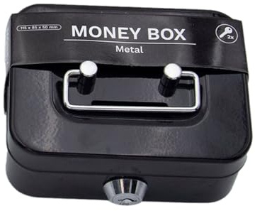 Caisse À Monnaie Et Billets À Clé Pour Ranger Et Transporter L'argent | Tirelire Avec Serrure En Acier | Coffre Fort Portatif Avec Fente Pour Pieces | Caissette À Monnaie Serrure (11,5x8,5x5,8cm)