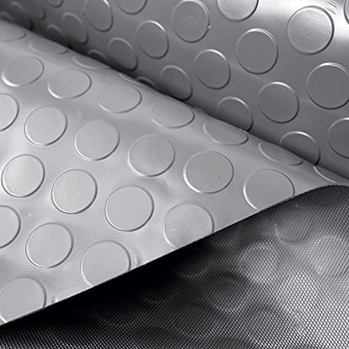 Olivo.Shop - Alfombra de Goma Antideslizante de PVC, Revestimiento de Suelo engomado de PVC Exteriores, Bares, talleres, Gimnasio, Garaje, 1,5 m de Ancho Work Bollo (Gris, 1,5x7 MT)