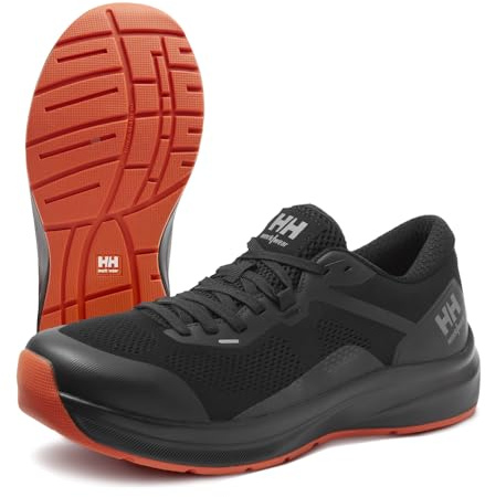 Helly Hansen Barcode Low AL EH Safety Toe Shoes for Men - Lightweight Work Shoe - Slip-Resistant Outsole - Aluminum Safety Toe - Breathable Engineered Mesh - 992 Black/Orange - 9