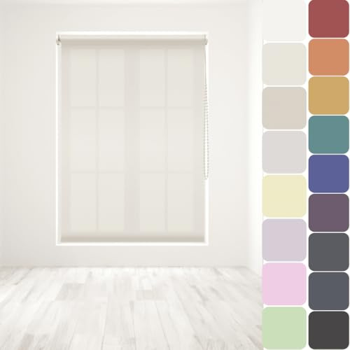 Straight Edge Dim-Out Roller Blind - Easy Fit Home Office - 150cm Width x 210cm Width Drop - Natural