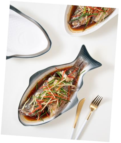 NUOBESTY Plat à Poisson Créatif 33 Cm Vert Foncé En Céramique, Plateau De Service Polyvalent Pour Sushi Et Apéritifs, Assiette Design Original Pour Repas Familiaux Et Événements, Plat De Table Élégant