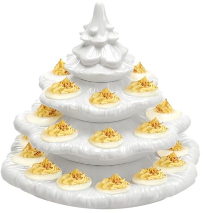 Genérico Soporte para huevos rellenos de 4 capas, plato para huevos rellenos con forma de árbol de Navidad de 26 agujeros, bandejas reutilizables para huevosrellenos para decoración del hogar