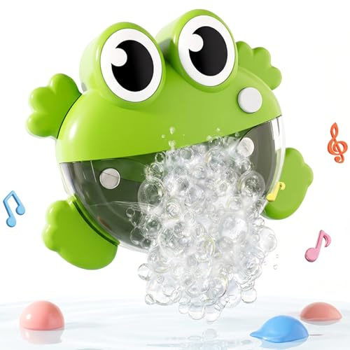 Macchina per le bolle da bagno - Giocattolo da bagno a forma di rana a un pulsante con ventosa, divertente giocattolo per vasca da per neonati e bambini, verde, creatore di bolle per vasca da b
