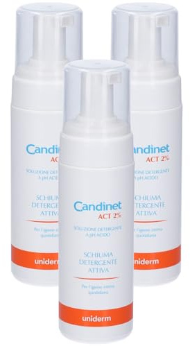 Candinet Act 2 % aktivt rengöringsskum för daglig intim hygien, surgörande och balanserande åtgärder i det intima ekosystemet, 3 flaskor på 150 ml Cad