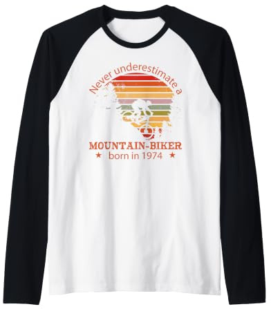 MTB Bike Ciclista Mountain-Biker Nacido 1974 Cumpleaños Bici Camiseta Manga Raglan