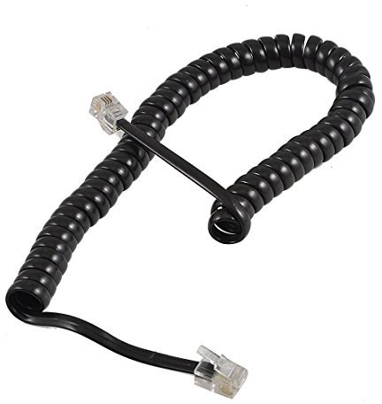 RETYLY Ricambio RJ9 4P4C Spina a spirale elastico telefono cornetta cavo linea nero