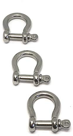 10 x Edelstahl Schäkel 5mm, geschweift, rostfrei, poliert, V4A AISI 316, Omega, Schraubbolzen, Drahtseilverbinder, Ketten & Seile, Outdoor - Tecklenborg Kegel GmbH