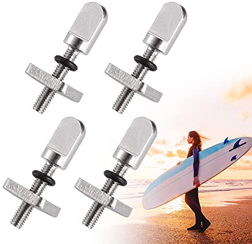 Zocipro 4 st Sup Fin Skruv, Surfbräda, Fin Skruvar med plastlåda, Rostfritt stål Paddle Board Fin Skruv Ersättningskit Surfbräda, Tillbehör för lång bräda, Uppblåsbar SUP, Silver
