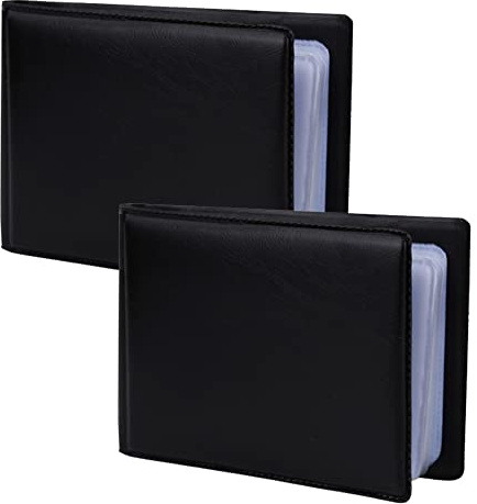 TOPDANCHUANG Business Card Holder Wallet -2-piece professional card storage bag, each can hold 40 cards, portable black card box