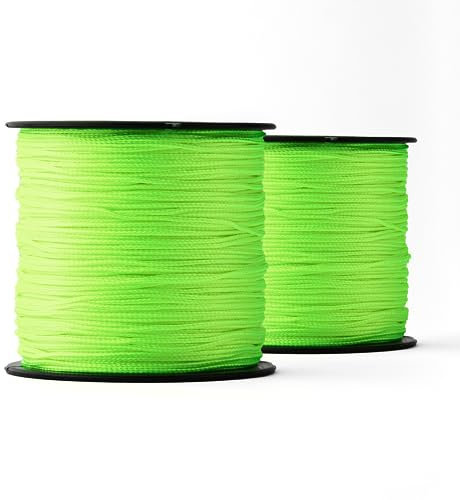 SNURO Polyesterseil (1mm, 100M, Grün Fluo), 2er-Pack - Robustes Maurerschnur fluoreszierend Grün für Jede Anwendung - Witterungsbeständiges Seil - Bruchkraft 30 kg