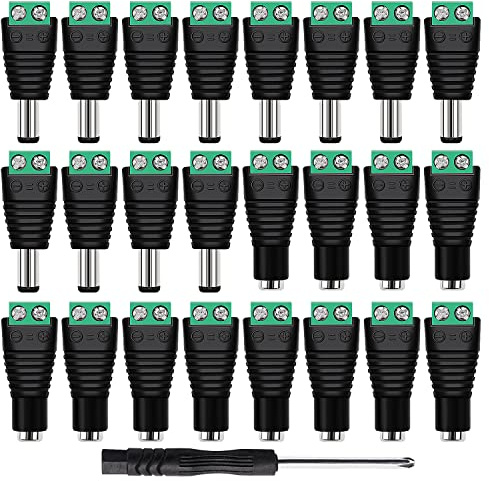 KUOQIY 12 Paia 5.5 mm x 2.1 mm DC Connettore di Alimentazione Maschio Femmina, 12 V DC Maschio e Femmina Jack Connettore Adattatore di Alimentazione, per CCTV Camera