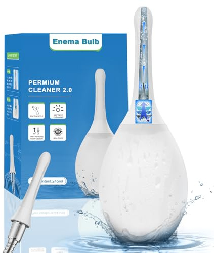 245ML Clistere Adulto Anale Antireflusso,Peretta per Clistere Adulti può Essere Collegato al Tubo della Doccia, Peretta Rettale per Doccia Anale Lavanda Vaginale per Uomini Donne (bianca)