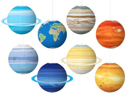 Anlising 8 Pezzi Lanterna di Carta del Pianeta,Lanterne di Carta Pianeta, Pianeti Lanterne di Carta Molto,Decorazione Lanterna Pianeta,Spazio Tema Decor Festa di Compleanno dei Bambini Decor(30x30CM)