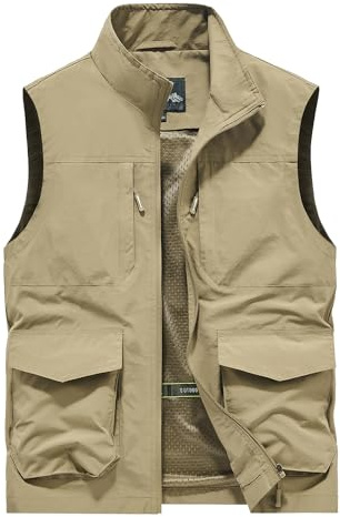 Btmpmcs Uomo All'aperto Panciotto da Pesca Leggero Traspirante Multitasche Gilet Senza Maniche Giacca da Reporter Giubbotto Caccia Fotografi Gilet da Trekking e Attività
