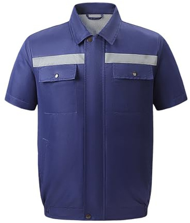 Meichoon Camisa Refrescante de Manga Corta con Ventiladores Chaqueta de Aire Acondicionado Unisex Repelente al Agua para el Trabajo al Aire Libre en Verano