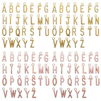 BARRU 104 ciondoli a forma di lettera A-Z con lettere piccole- ciondolo a forma di lettera dorata,Smalto Stili Pendenti Gioielli Colorato Fai da Te per Bracciale Collana Orecchini(oro + oro rosa)