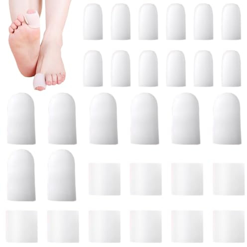 CHAOTEMAI 30 Piezas Protector Dedos Pie Silicona Se Puede Cortar Dediles de Silicona para Pies Protector de Juanetes para Manos y Pies Apto para Callos Ampollas Uñas Encarnadas Anomalías Ungueales