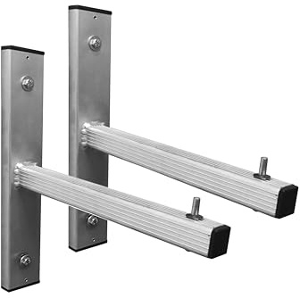 DRABEST - Leiter Wandhaken, Leiterhaken Wandhaken, Wandmontage, Aluminium - 2 Stück - Stabiler Gerätehalter - Wetterfest - Belastbarkeit 80 kg - Für 1-, 2- und 3-teilige Leitern