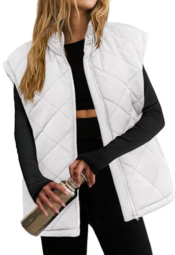 ZEAGOO Gilet matelassé court sans manches pour femme - Automne - Léger - Veste d'hiver chaude - Col montant - Avec fermeture éclair - Tailles S à XXL