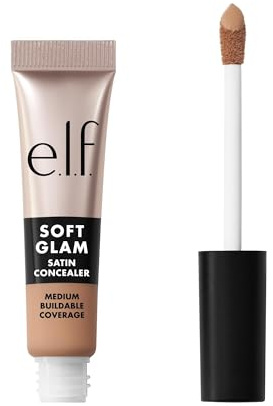 e.l.f. Soft Glam Satin Concealer, mittlere Deckkraft für Unreinheiten und Augenpartie, setzt sich nicht ab, langanhaltend, vegan und tierversuchsfrei, 25 Light Neutral