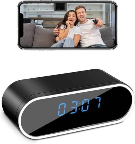 pokurui Caméra Espion WiFi,5G Mini Camera Cachée sans Fil Réveil | Micro Camera Espion150° ＆ 1080P,Discrete Caméra de Surveillance, Détection de Mouvement,Vision Nocturne Pour Intérieur