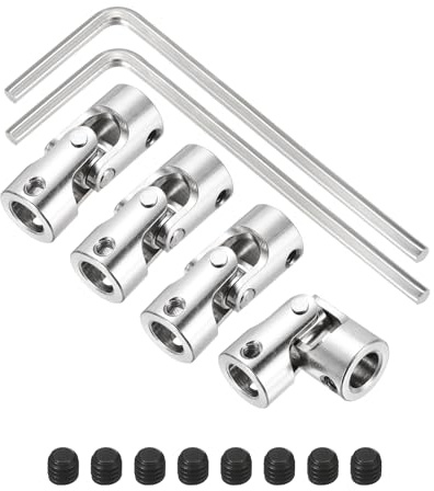 QUARKZMAN 4Pcs Giunto Universale Per Albero Di Sterzo Da 8mm A 8mm ID, Acciaio #45 Giunto Girevole A 45° Con Set Di Viti E Chiave Per Albero Di Trasmissione Di Modellini Auto Navi Motori